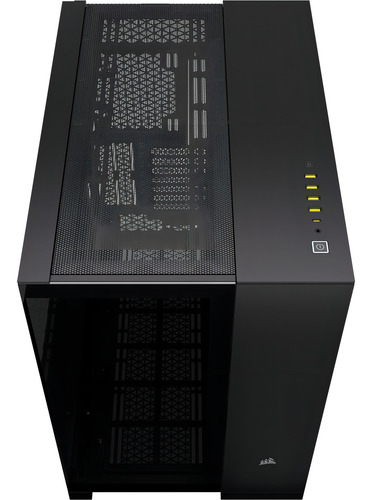 Gabinete para jogadores Corsair 6500x Tg Mid-Tower preto com duas câmeras