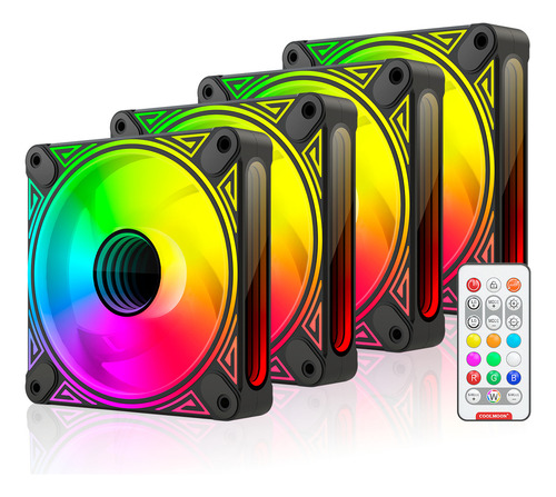 Kit 4 Cooler Fan Coolmoon Dm1 Pwm Argb 3 Pinos + Controlador