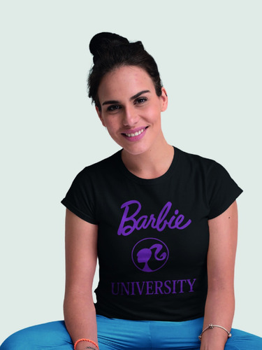 Polera Corte Mujer Elasticada Caricaturas - Barbie Morada