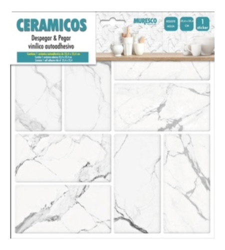 Ceramico Autoadhesivo Muresco Carrara 1666-1 Color Blanco