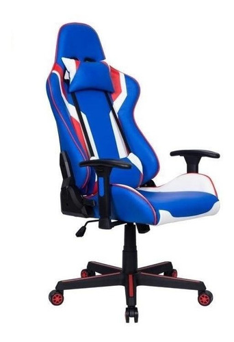 Cadeira de escritório Pelegrin 3010 jogador ergonômica azul, branca y vermelha