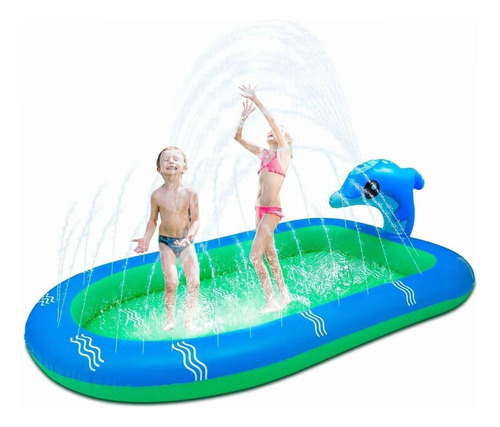 Piscina Inflable 170x110x45cm Dino Delfin Lanza Chorro Agua