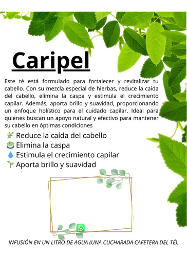 120 Gr Caripel Infusión Natural Herbal Para Caspa Y Caída