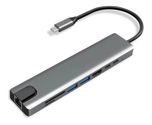 Usb C Hub 8 En 1 Adaptador Multipuertos Hdmi Ethernet Sd  Pd