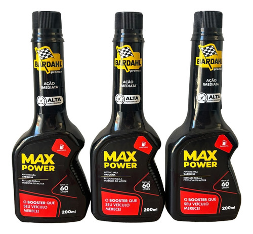 Kit 3 Un. Max Power Aditivo Bardahl Aumento De Performance