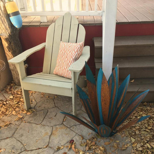 Diy Ferro Rústico Azul Tequila Escultura Jardim Decoração