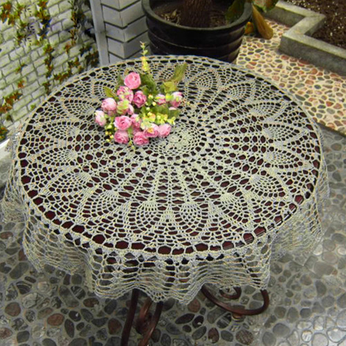Toalha De Mesa Redonda De Crochê A Céu Aberto, Tapete De Ren