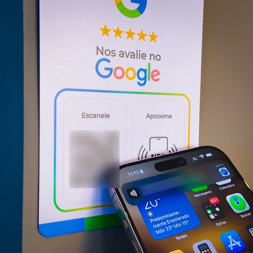 Placa Google Avaliação Com Chip Nfc E Qr Code Kit Com 3