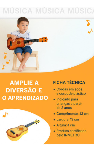 Mini Violão Cavaquinho Infantil Com Palheta 48cm Presente