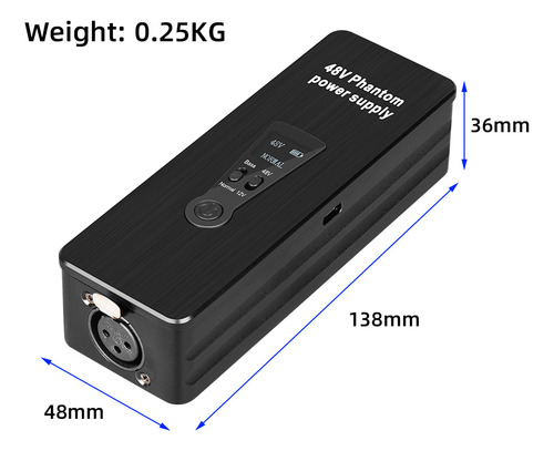 Fonte De Alimentação Fantasma De 48v/12v Para Microfones Con