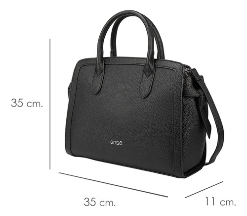 Bolsa Satchel Enso Mujer Eb244107stb Negro Acabado de los herrajes Níquel Diseño de la tela Liso