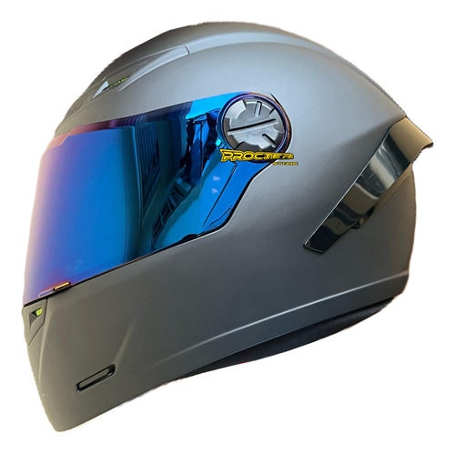 Cascos Para Motociclistas Ich 501  Visor Iridium Plata Azul