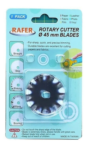 Imagen 3 de 9 de Cutter Circular Rafer 45mm + 5 Cuchillas Cortes Variados