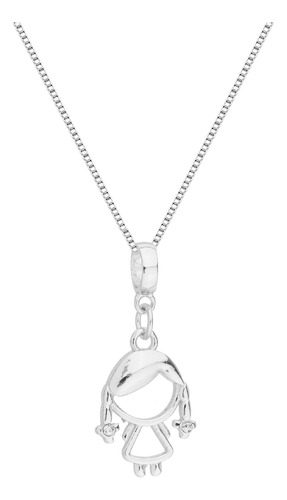 Colar Pingente Menina Filha Banhado A Prata 925 Premium Cor Prateado