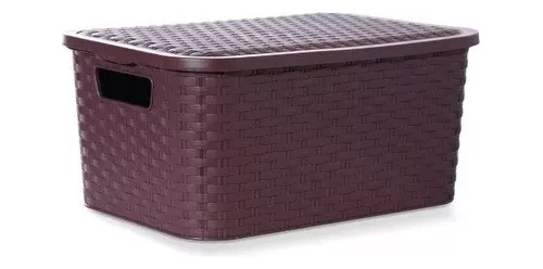 Caja Organizador Canasto Pvc Rattan N°2/ 36x25x17cm 