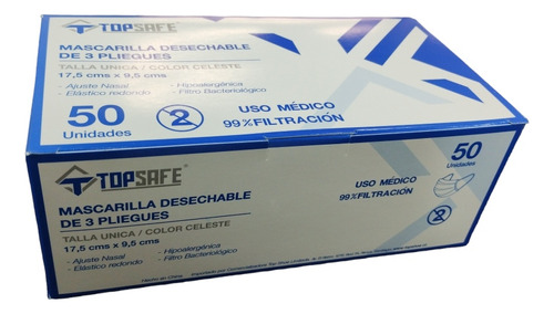 Mascarilla Tres Pliegues Uso Medico Caja 50 Unidades