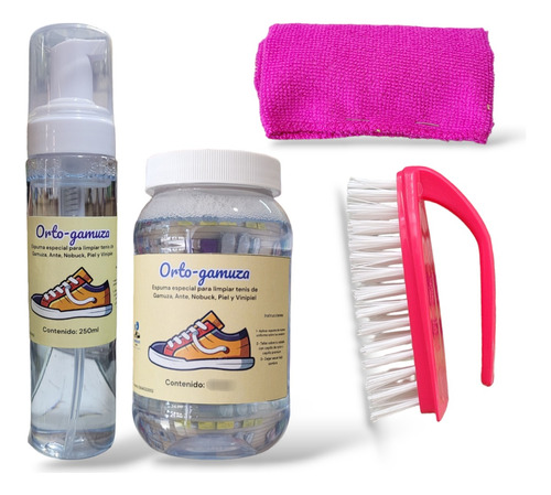 Kit Espuma Limpiador Para Tenis 250ml + Refil 1l + Cepillo