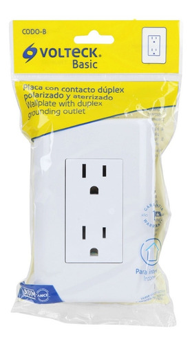 Imagen 3 de 4 de Placa Con Contacto Duplex + Tierra Volteck Basic 25076