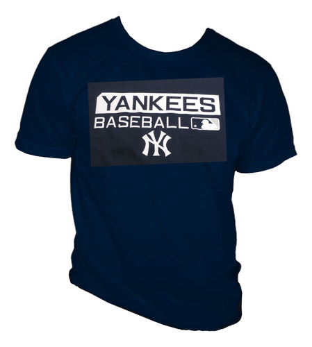 Playera Ny Barra Azul Marino Beisbol Yankees New York Bk