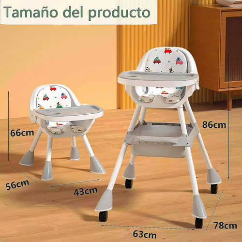 Ajustable Silla Alta Periquera Para Bebé Con Bandeja Silla Para Bebe 3 En 1 Gris