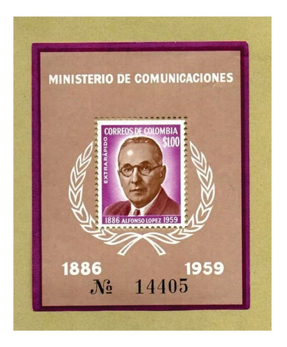 Estampilla Colombia Natalicio Alfonso Lopez Pumarejo 1959