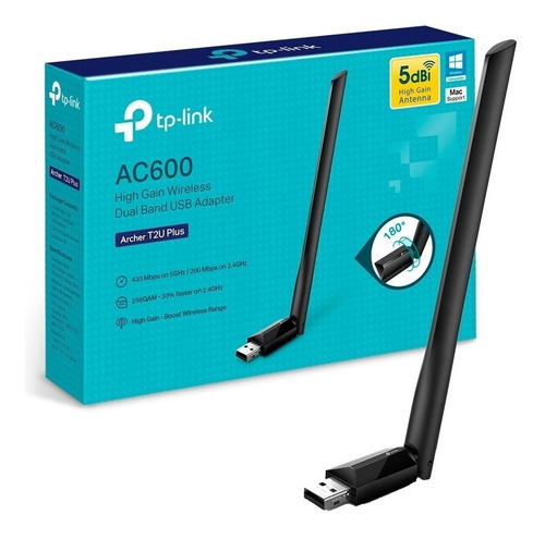 Imagem 1 de 6 de Adaptador Rede Wi-fi Tp-link Archer T2u Plus Dual Band