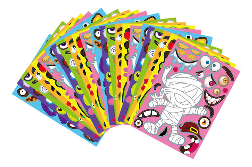Halloween Make A Face Sticker Zombie Pumpkin Witch Puzzle