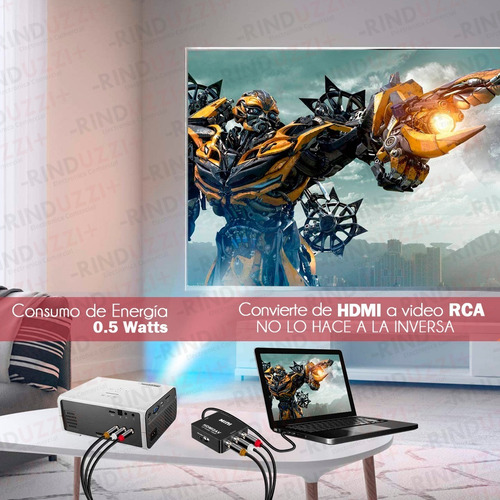 Conversor Hdmi A Rca Adaptador Tv Tubo Play Convertidor 1080