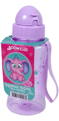 Garrafinha Infantil Squeeze Com Canudo De Silicone Livre Bpa Cor Violeta
