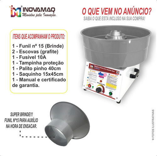 Imagem 9 de 10 de Maquina De Algodao Doce Profissional Ad-43 Inovamaq + Brinde