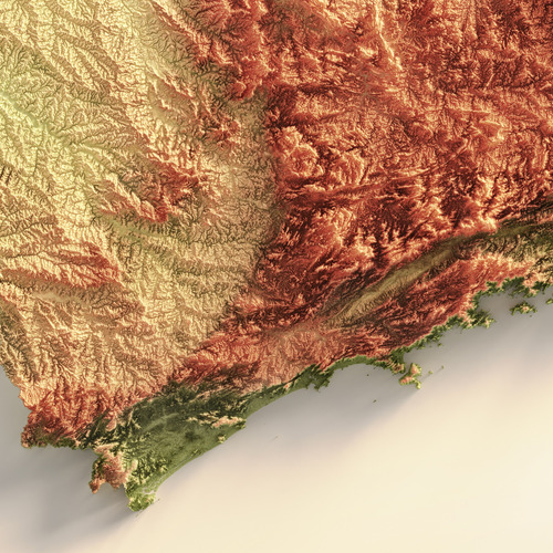 Mapa De Relevo Região Sudeste - Colorido - Tamanho A1