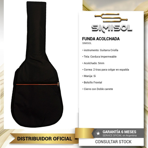 Imagen 2 de 4 de Funda Guitarra Criolla Acolchada Impermeable Doble Correa