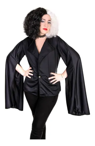 Disfraz Cruella Chaqueta Niños + Peluca Sin Flequillo