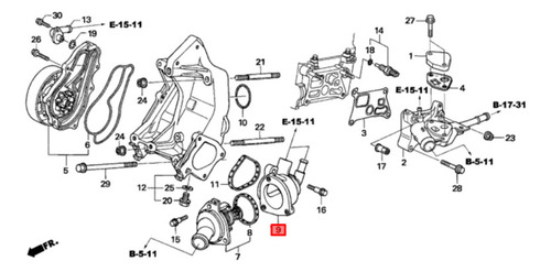 Brida Toma Agua C/ Sensor Para Honda Element 2.4l 2004