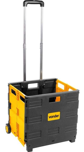 Caixa de ferramentas Vonder 61.05.000.380 de plástico com rodas 330mm x 380mm x 350mm preta e amarela