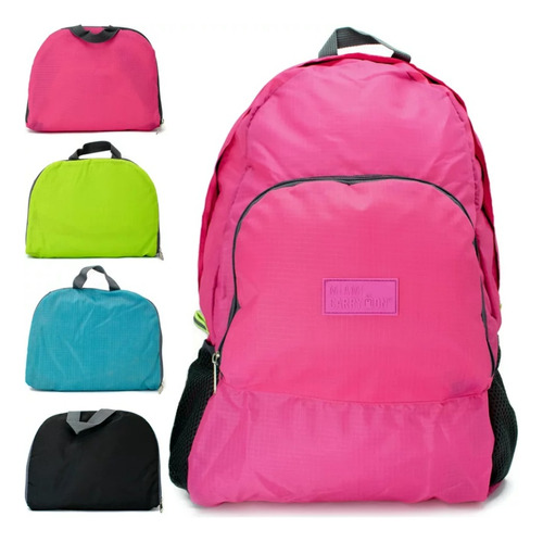 Mochila viaje Travel Bag Urbana Plegable color rosa chicle diseño lisa 22L