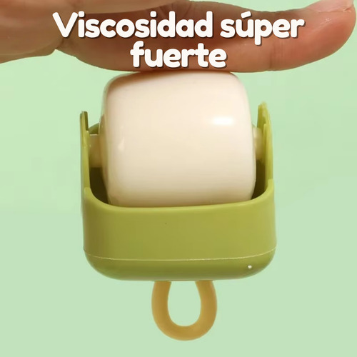 Rodillo Quita Pelusa Pelo Mascota Portátil Goma Reutilizable Color Verde Y Amarillo