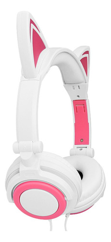 Auricular Orejas De Gato Luz Led Colores Color Rosa