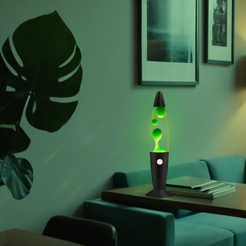 Lámpara Vanful Green Magma Liquid Motion Lamps Con Base Negr Estructura Negro Pantalla Verde