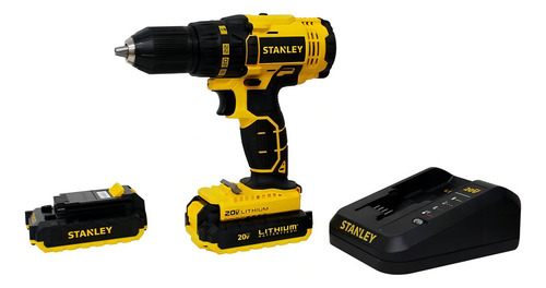 Taladro Percutor Atornillador Inalámbrico Stanley Sbd715c2k 20v + 2 Baterías De 1.5ah + Accesorio Con Maletín De Transporte 20v