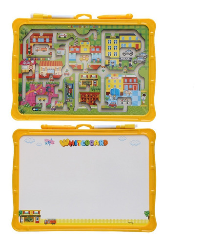 Mini Pizarron Didactico Infantil Laberinto Magnetico 26x36cm Color Amarillo