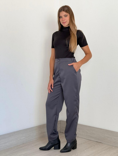 Pantalon Sastrero Recto Con Elástico En La Cintura