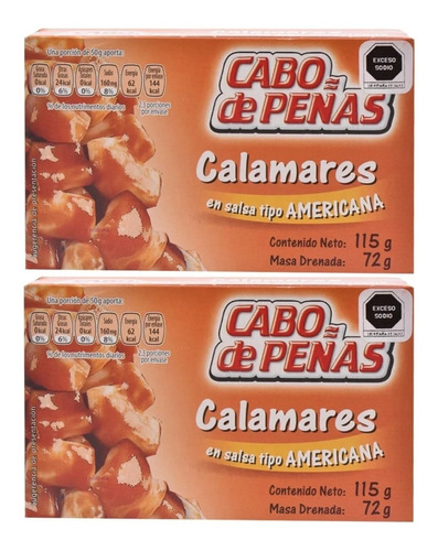 2 Calamares Cabo De Peñas En Salsa Tipo Americana 115g C/u