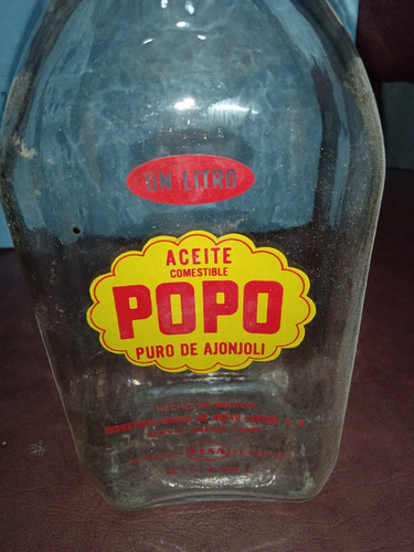 Antigua Botella De Aceite Popo (Usado)