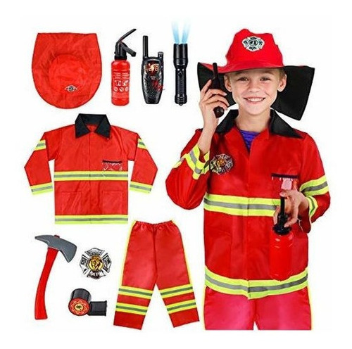 Disfraz De Bombero Para Nios, +  Accesorios. Para 3-7 Ao