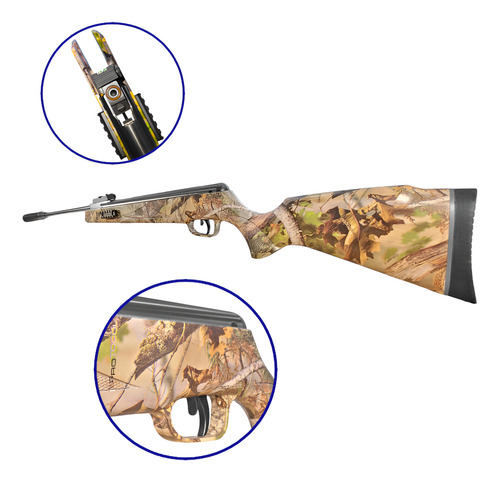 Rifle Fox Nitro Piston Compact Camuflado Mira 4x20 + Kit Camuflado 5.5 Mm