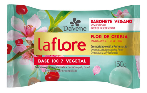Sabão em barra Davene Vegetal Flor de Cereja La Flore de 150 g