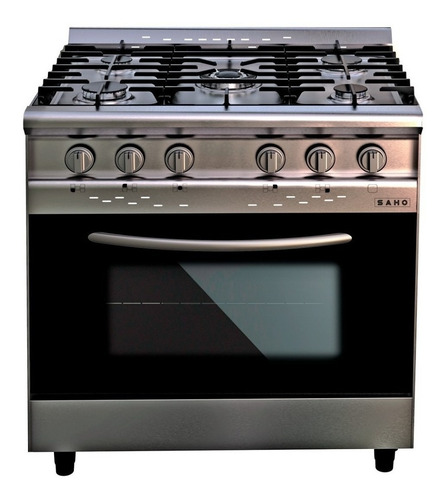 Cocina industrial Saho Jitaku 820 5 a gas plateada/negra puerta visor