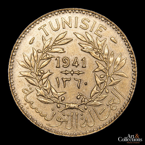 Tunez, Frances, 2 Francs, 1941. Il Guerra. Sin Circular