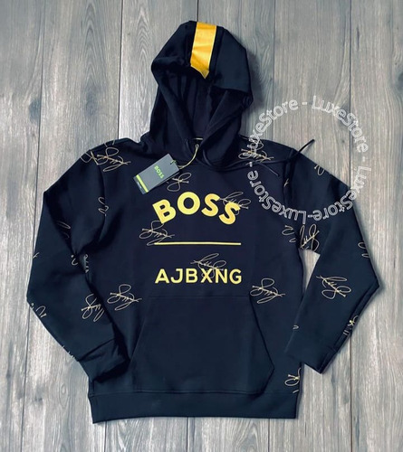 Sudadera Boss De Caballero Con Logo Estampado Dorado Y Gorro